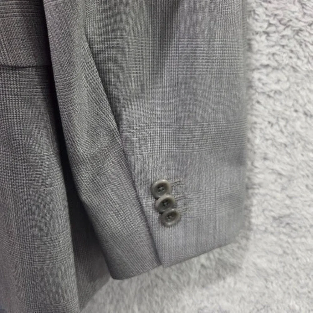 Banana Republic 36R Tailored Fit Blazer Mens Gray Glen Plaid Wool Jacket Classic